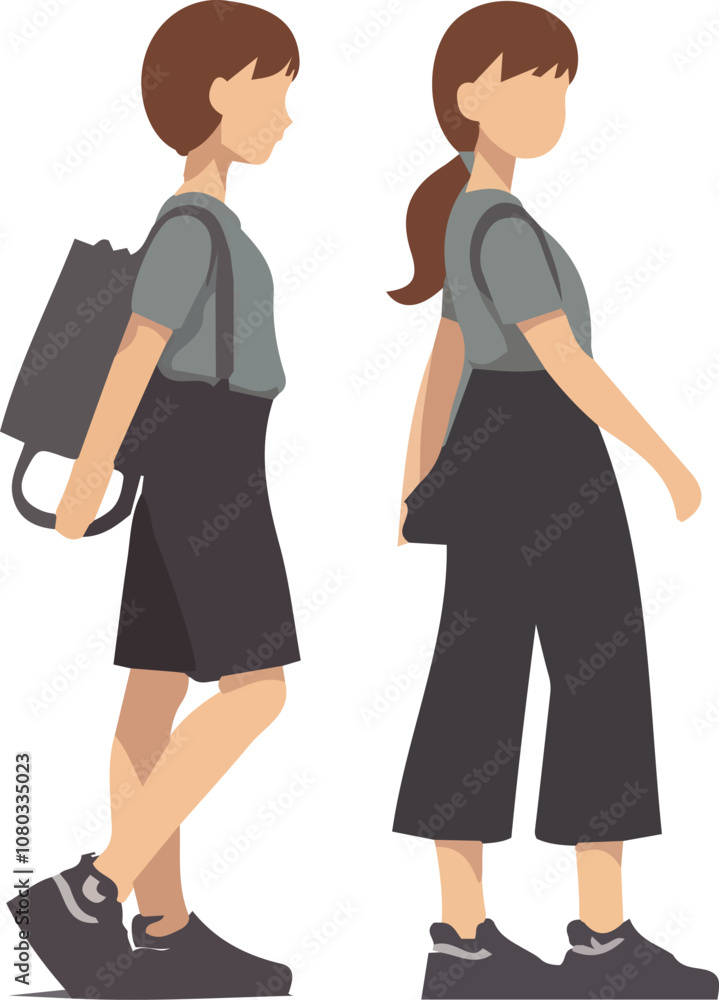 donna che cammina di lato vettoriale editabile donna che cammina di lato vettoriale editabile