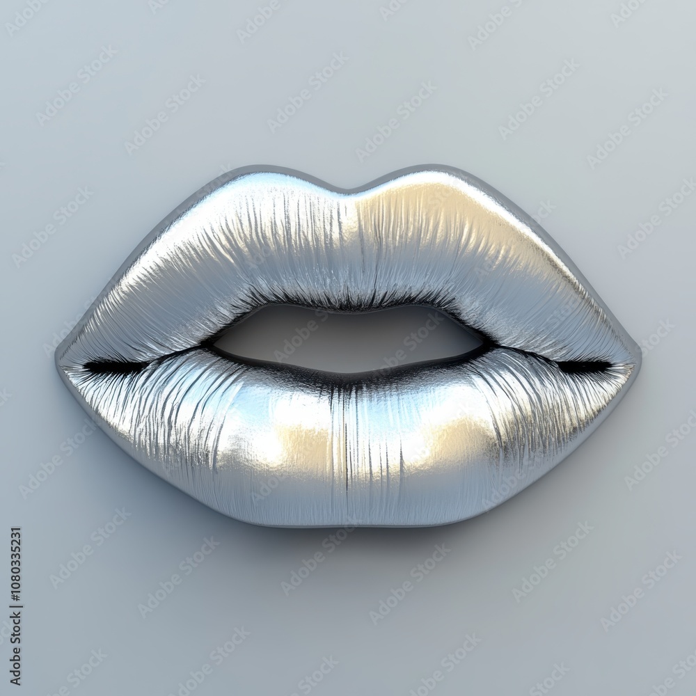 Metallic silver lips sculpture Metallic silver lips sculpture