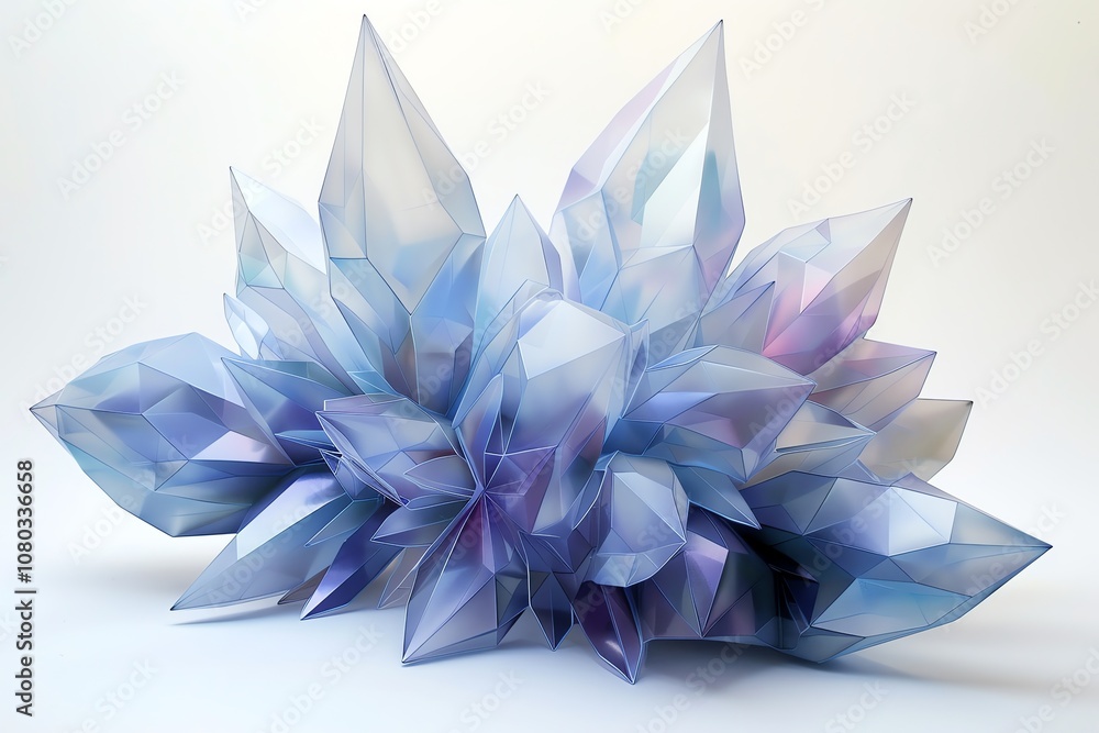 Abstract blue and purple crystal cluster on white background. Abstract blue and purple crystal cluster on white background.