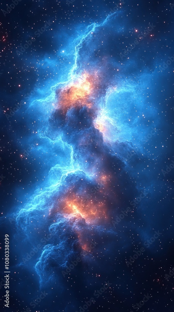 A vibrant cosmic nebula showcasing swirling gases and stars. A vibrant cosmic nebula showcasing swirling gases and stars.