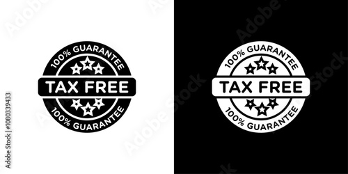 100% Guarantee Tax Free icon Outline sign symbol set