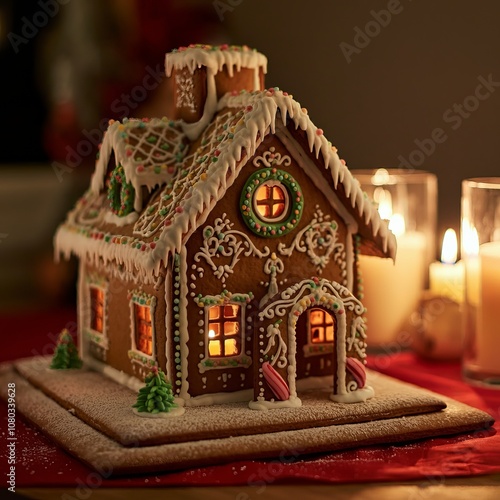 Gingerbread is a sweet, spiced cookie or cake, often decorated, popular during holidays like Christmas.