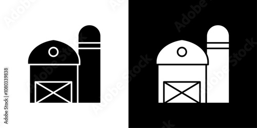 barn farm icon Outline sign symbol set