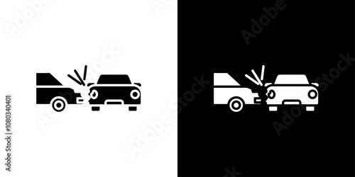 car side crash icon Outline sign symbol set