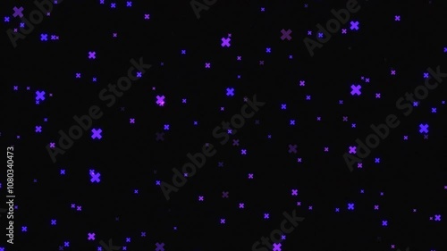 Abstract Background with Scattered Glowing Purple Crosses