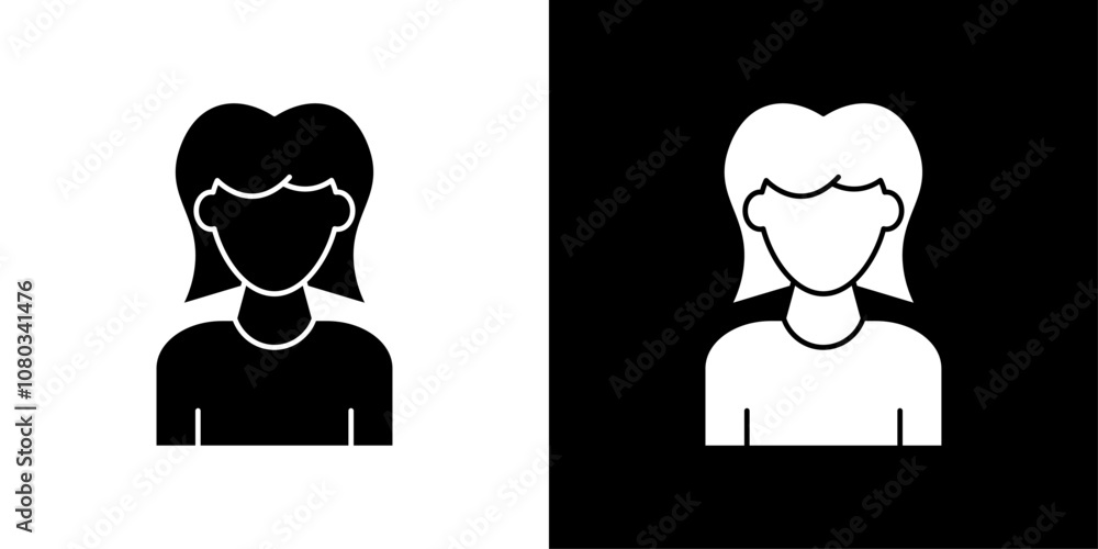 Female Avatar icon Outline sign symbol set Female Avatar icon Outline sign symbol set