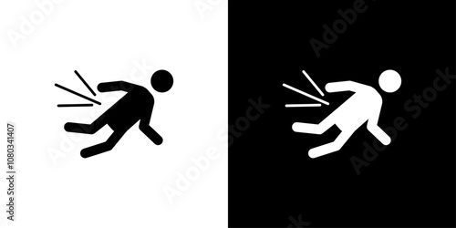 fall accident icon Outline sign symbol set