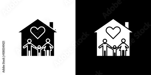 family safe at home icon Outline sign symbol set