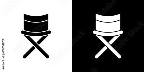 folding chair icon Outline sign symbol set