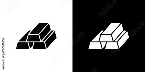 gold bars icon Outline sign symbol set