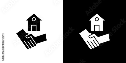 hands home deal icon Outline sign symbol set