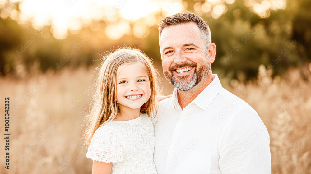 Father and Daughter Enjoy a Joyful Moment Together in a Sunlit Field Father and Daughter Enjoy a Joyful Moment Together in a Sunlit Field