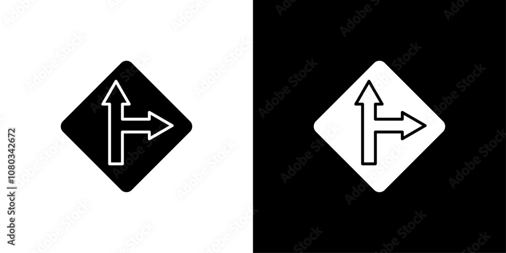 Left side road icon Outline sign symbol set Left side road icon Outline sign symbol set