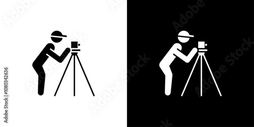 land surveyor icon Outline sign symbol set