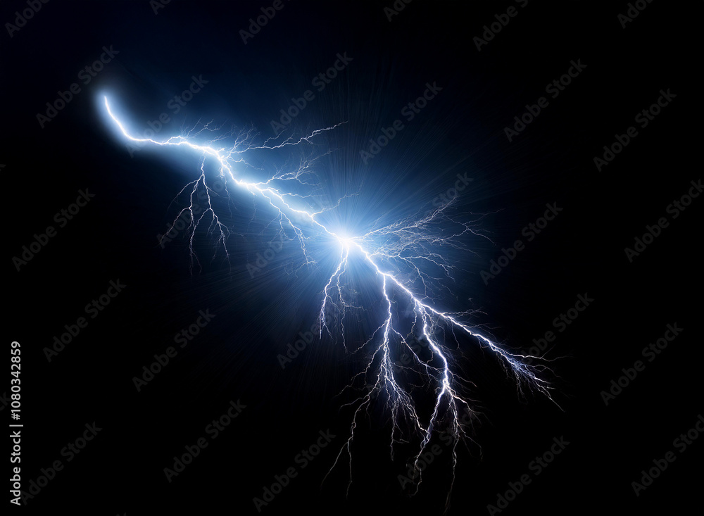A single bolt of lightning streaks across a dark background, illuminating the space with its electric blue glow. A single bolt of lightning streaks across a dark background, illuminating the space with its electric blue glow.
