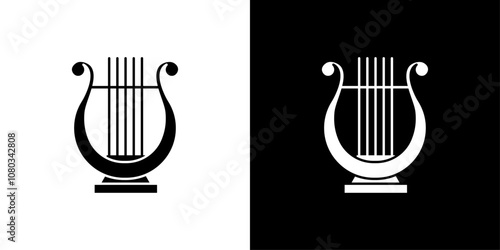 Lyre icon Outline sign symbol set