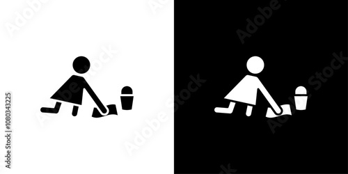 Mopping floors icon Outline sign symbol set
