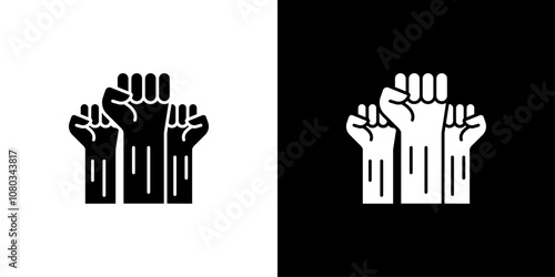raised fists icon Outline sign symbol set