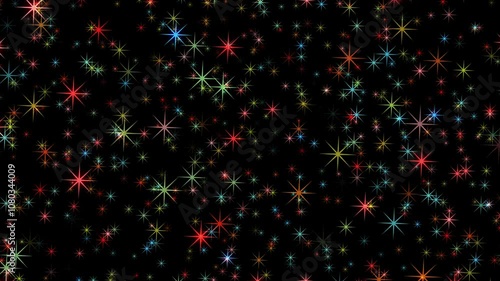 Abstract Background of Multicolored Stars on Black