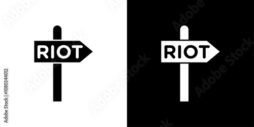 Riot sign icon Outline sign symbol set