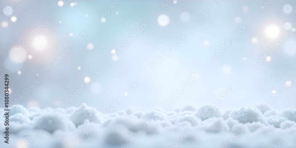 Fototapeta premium Blurred winter background with soft focus and falling snow or snowflakes.