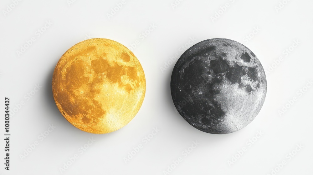 Half Moon Art Pieces in Yellow and Dark Gray Tones on Minimalist Background Representing Celestial Harmony and Contrast in Night Sky Aesthetics Half Moon Art Pieces in Yellow and Dark Gray Tones on Minimalist Background Representing Celestial Harmony and Contrast in Night Sky Aesthetics