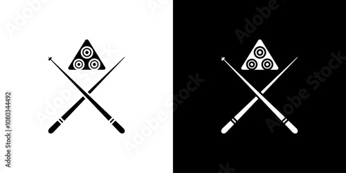 Snooker icon Outline sign symbol set