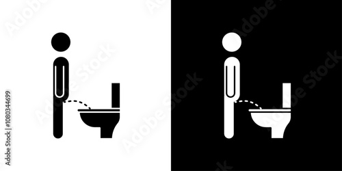 Toilet urinate icon Outline sign symbol set