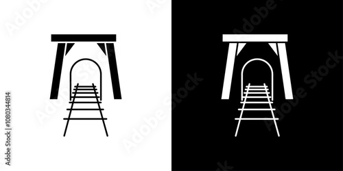 Tunnel mining industry icon Outline sign symbol set