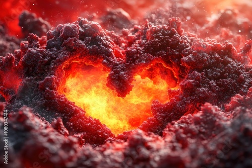 Fiery Heart Passionate Embrace of Love and Desire, Burning with Warmth and Intensity, A Symbol of Unwavering Affection and Unquenchable Passion photo