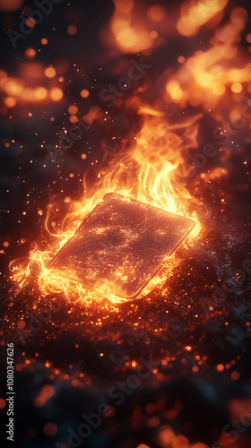 Wallpaper Mural realistic playing cards on fire Torontodigital.ca