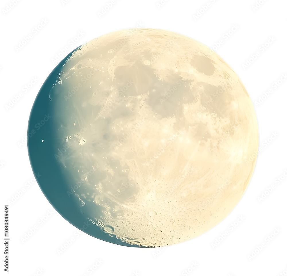 Moon rising through a clear sky on a transparent background. isolated background. Moon rising through a clear sky on a transparent background. isolated background.