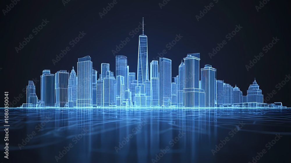 digital technology blue city digital city illustration poster background digital technology blue city digital city illustration poster background