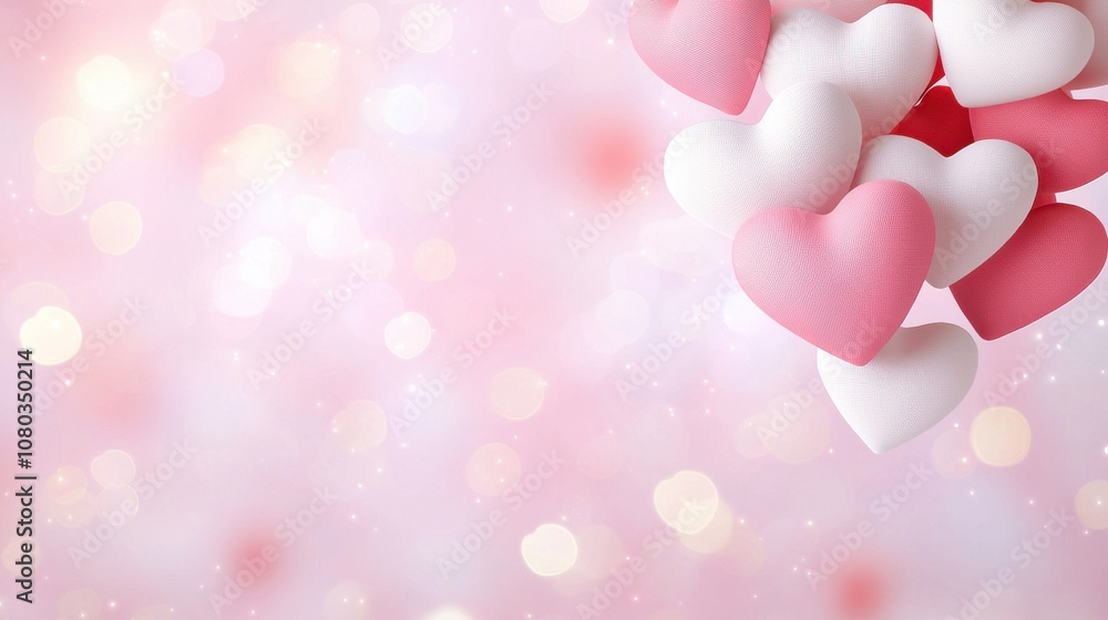 Romantic valentine's day dinner background soft pink and red hearts festive atmosphere beautiful view love concept Romantic valentine's day dinner background soft pink and red hearts festive atmosphere beautiful view love concept