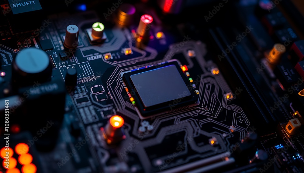 A close-up of a computer motherboard wallpaper with intricate components and glowing LEDs, highlighting the inner workings of technology. A close-up of a computer motherboard wallpaper with intricate components and glowing LEDs, highlighting the inner workings of technology.