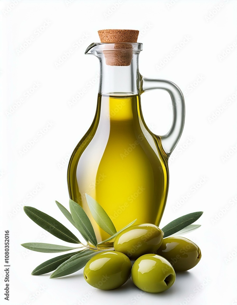 瓶に入ったオリーブオイルとグリーンオリーブの実と葉っぱ(Bottle of olive oil and green olives with leaves on white background.)
瓶に入ったオリーブオイルとグリーンオリーブの実と葉っぱ(Bottle of olive oil and green olives with leaves on white background.)