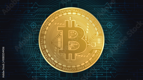 bitcoin digital currency, futuristic digital money, futuristic digital innovation background vector illustration