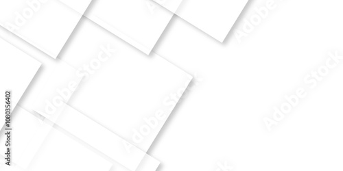 Modern white and gray technology concept diamond triangle geometric line background. Creative design with white boxes and 3d white rectangle business card. soft shadows as pattern, top view. squares.