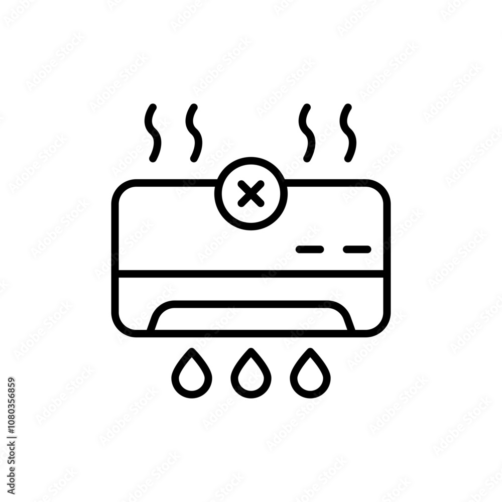 Broken air conditioner outline icons, minimalist vector illustration ,simple transparent graphic element .Isolated on white background Broken air conditioner outline icons, minimalist vector illustration ,simple transparent graphic element .Isolated on white background