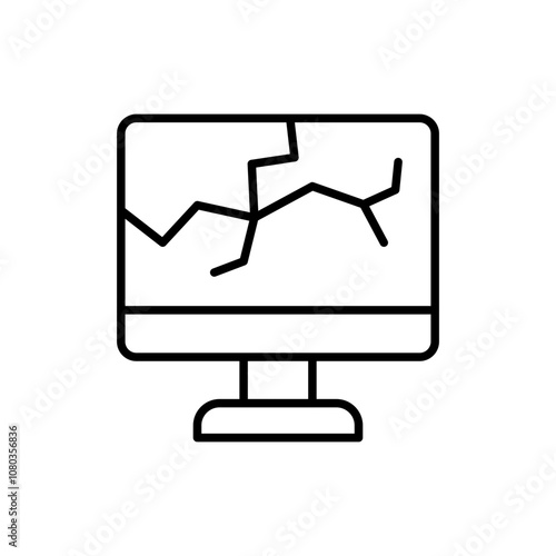 Broken monitor outline icons, minimalist vector illustration ,simple transparent graphic element .Isolated on white background