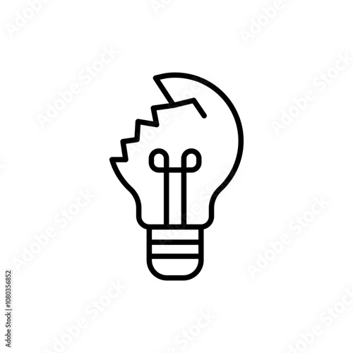 Broken bulb outline icons, minimalist vector illustration ,simple transparent graphic element .Isolated on white background