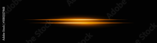 Vibrant warm orange horizontal light beams with a soft glow and smooth fade. Bright neon effect on a dark background, perfect for creating a dynamic lighting accent