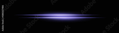 Vibrant blue horizontal light beams with a soft glow and smooth fade. Bright neon effect on a dark background, perfect for creating a dynamic lighting accent