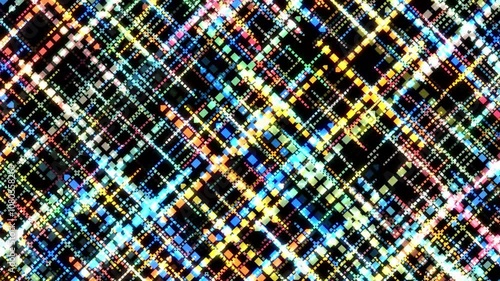 Abstract Pattern of Intersecting Diagonal Lines of Brightly Colored Squares