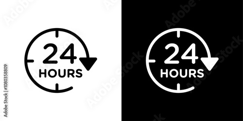 24 hours icon linear logo isolated