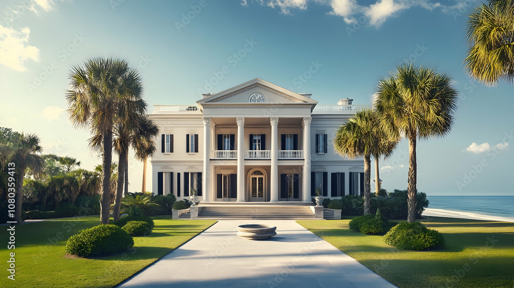 Obraz premium Historic Key West plantation with private coral reef and tropical gardens, restored Florida Keys estate