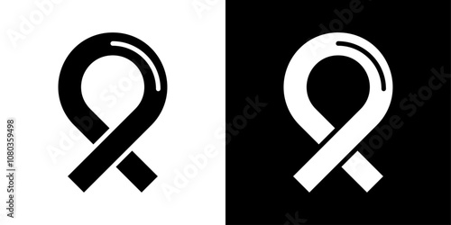 Awareness ribbon icon linear logo isolated