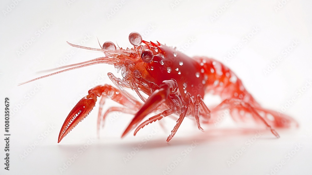 A stunning close-up of a translucent red lobster, showcasing intricate details and highlighting the beauty of marine life. Perfect for nature enthusiasts, seafood lovers, and underwater photography. A stunning close-up of a translucent red lobster, showcasing intricate details and highlighting the beauty of marine life. Perfect for nature enthusiasts, seafood lovers, and underwater photography.