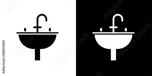 Bathroom sink icon linear logo isolated
