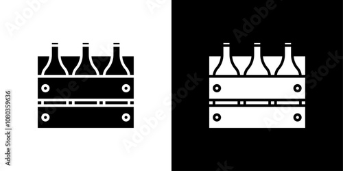 beer bottles in basket icon linear logo isolated